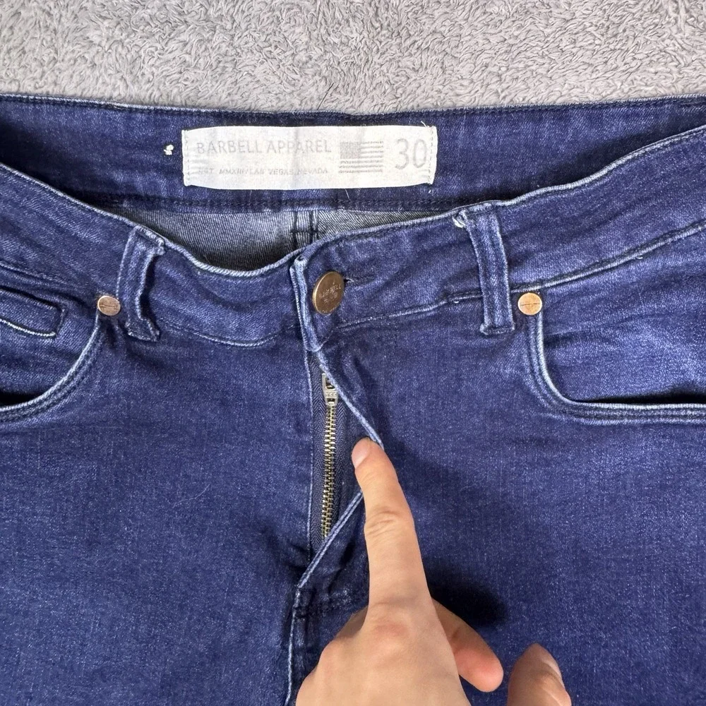 Barbell Apparel Jeans Mens 30x34 Blue Athletic Fit Stretch Denim‎ Dark USA Made